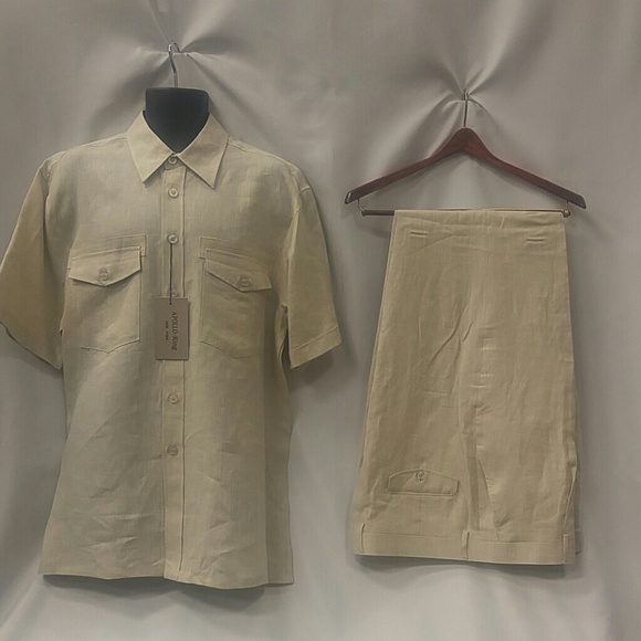 Apollo King 100/% Linen Men/'s 2 Piece Classic Fit Suit